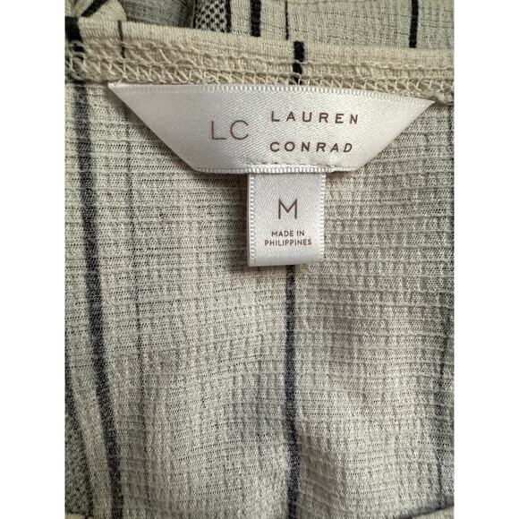 Lauren Conrad Off the Shoulder Blue and Cream Top Medium - Picture 2 of 4